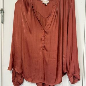Silky Rust Blouse with Button Detail